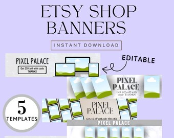 Plantillas de banners para tiendas de Etsy / Banners para propietarios de empresas de Etsy 5 plantillas