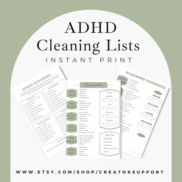 ADHS Reinigung Checkliste | ADHS Reinigung Hack | ADHS Reinigungstipps | Reinigungsplan | Checkliste für die Reinigung des Schlafzimmers | pdf