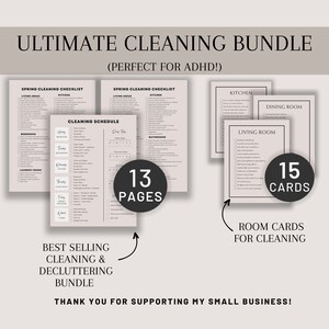 Cleaning Checklist for ADHD | Room Cleaning Cards| ADHD-friendly Cleaning Schedule | Bedroom Cleaning Checklist | PDF