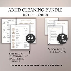 ADHD/Neurodivergent Cleaning Lists: Weekly Chores, Home Routine, Monthly Tasks Room Cards Cleaning Lists ADHD-Friendly Home Cleaning