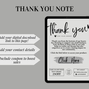 Etsy Digital Product Templates, Thank You Note for Digital Downloads ...