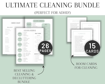 ADHD-Friendly Home Organization Bundle: Room Cards and Cleaning Lists ADHD-Friendly Home Cleaning Charts Room Cleaning Lists