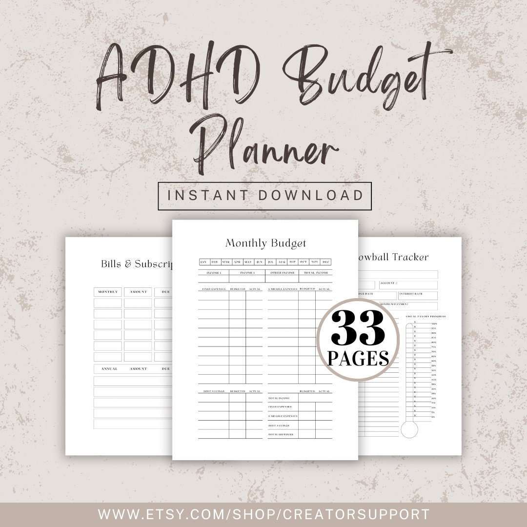 ADHD Budget Planner ADHD Expense Tracker Debt Snowball Template ADHD Budget Planner ADHD Expense Tracker Debt Snowball Template