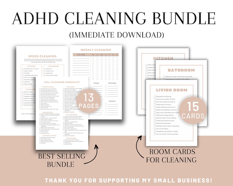 ADHD Cleaning Checklist Room Cleaning Cards for ADHD ADHD Cleaning Tips