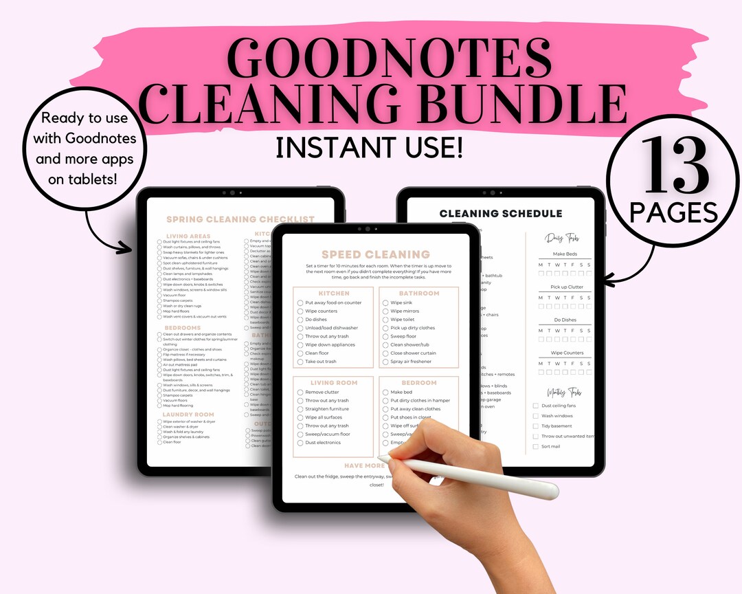 Cleaning Checklist for Goodnotes Goodnotes Cleaning List ADHD Cleaning