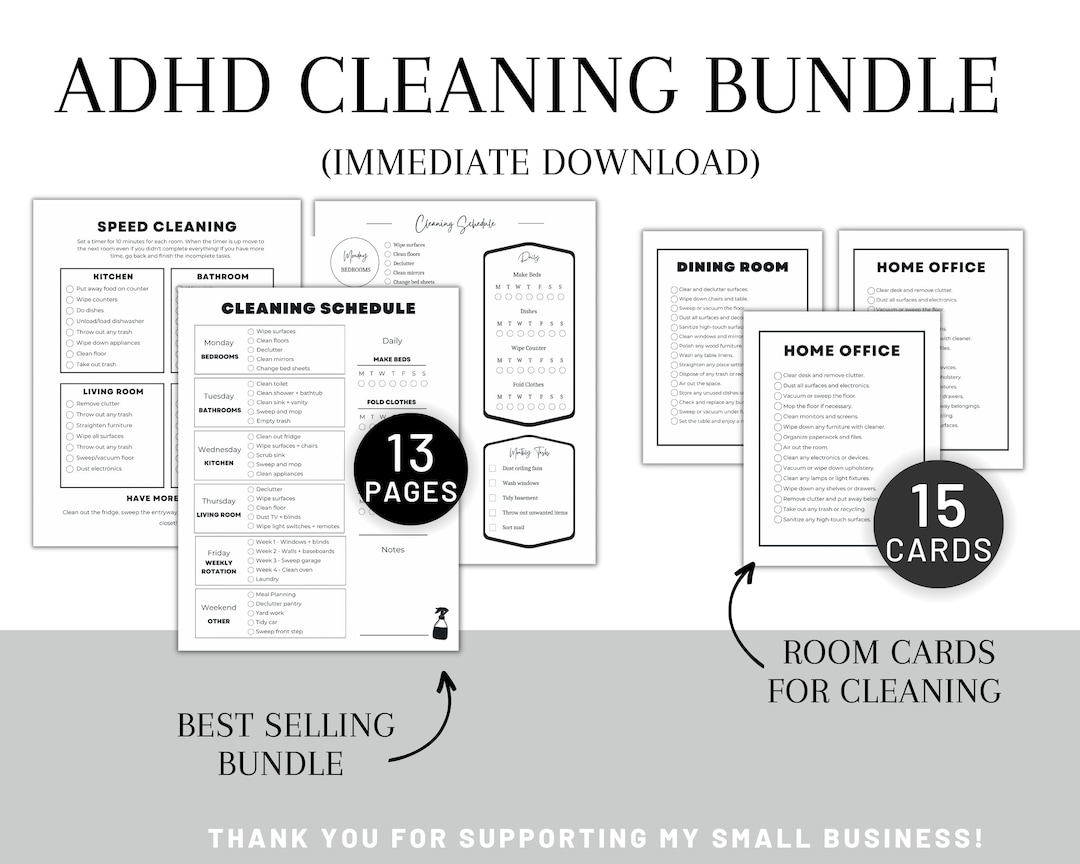 ADHD Cleaning Checklist Room Cleaning Cards for ADHD ADHD Cleaning Tips