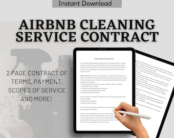 Contrato de limpieza AirBNB para anfitriones y acuerdo de servicio de limpieza comercial para limpieza temporal del hogar AirBNB VRBO