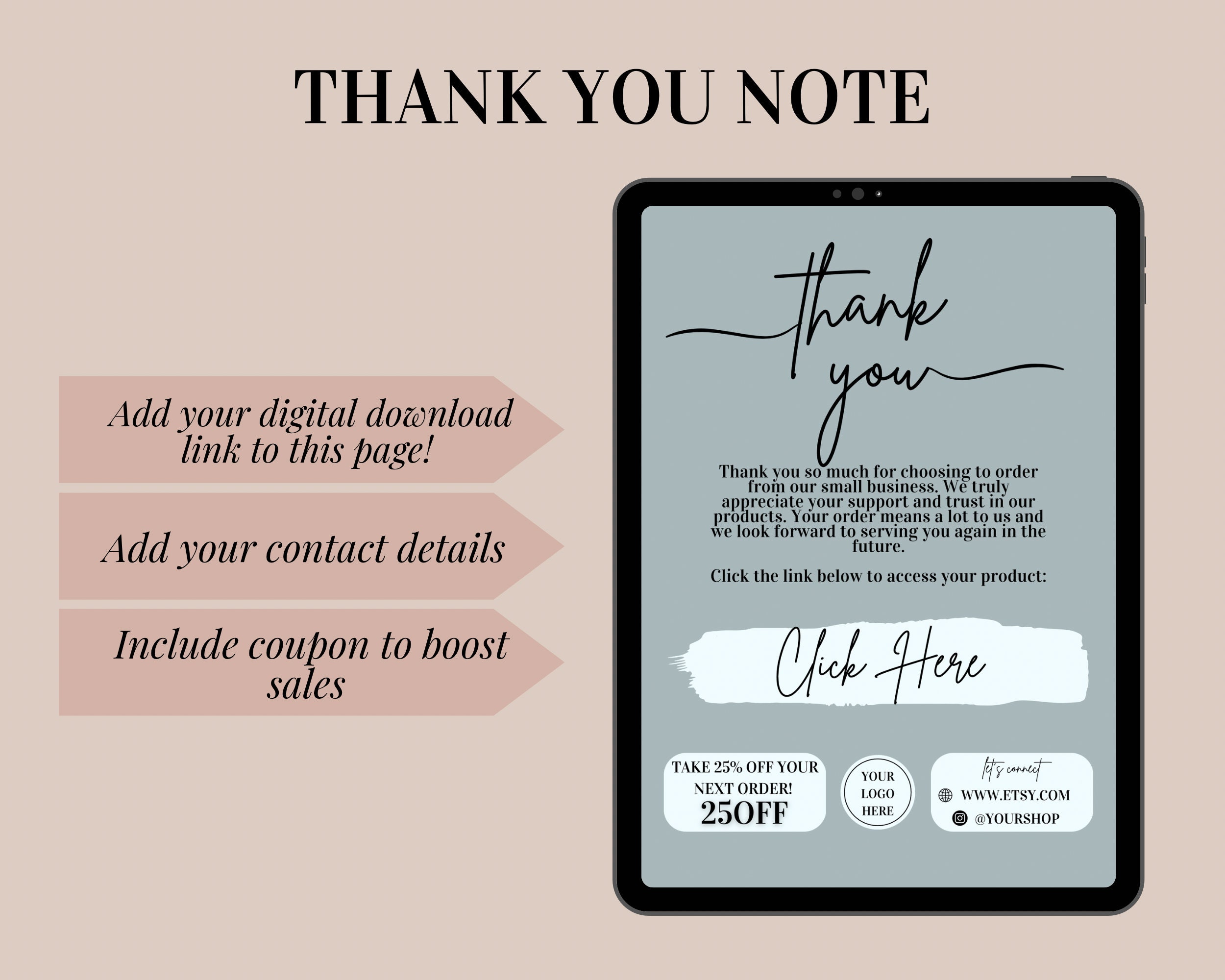 Etsy Printable Fillable Kind Notes.pdf Etsy Digital Product Templates, Thank You Note for Digital Downloads ...