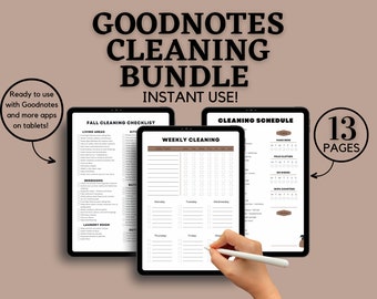 Lista de verificación de limpieza en PDF para aplicaciones Goodnotes Tablet IPad/listas de tareas para TDAH/horario de limpieza/tabla de limpieza para niños