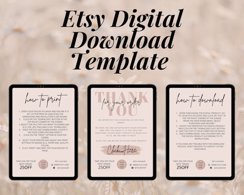 Etsy Digital Product Templates, Thank You Note for Digital Downloads ...