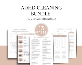 ADHD 掃除チェックリスト | ADHD 掃除ハック | ADHD 掃除のヒント | ADHD 掃除スケジュール | ADHD 寝室掃除チェックリスト | pdf