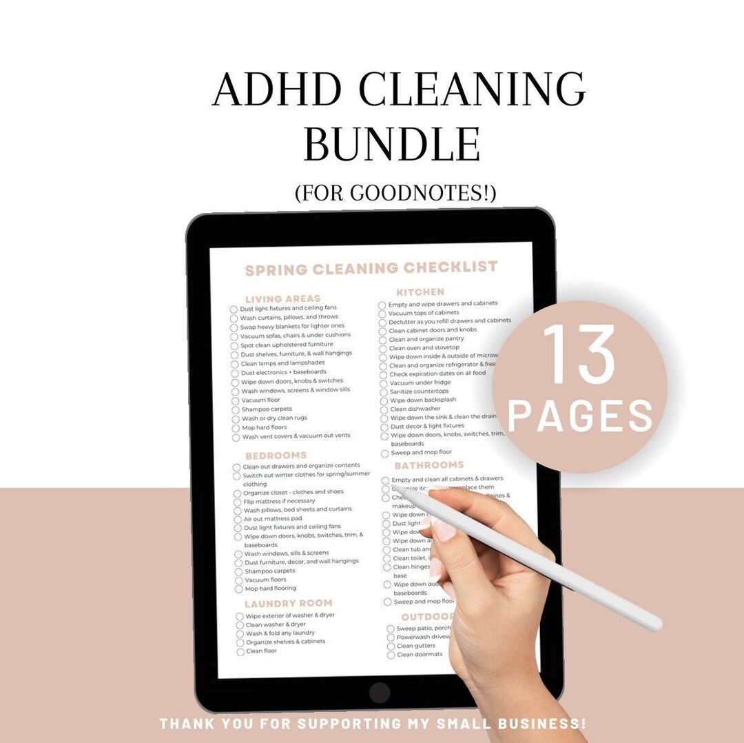ADHD Cleaning Checklist Goodnotes Goodnotes Cleaning List ADHD Cleaning