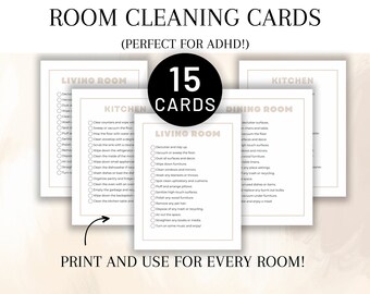 ADHD Cleaning Cards | Deep Cleaning List | Spring Cleaning Cards | Cleaning Checklist | ADHD organization | Cleaning to do list