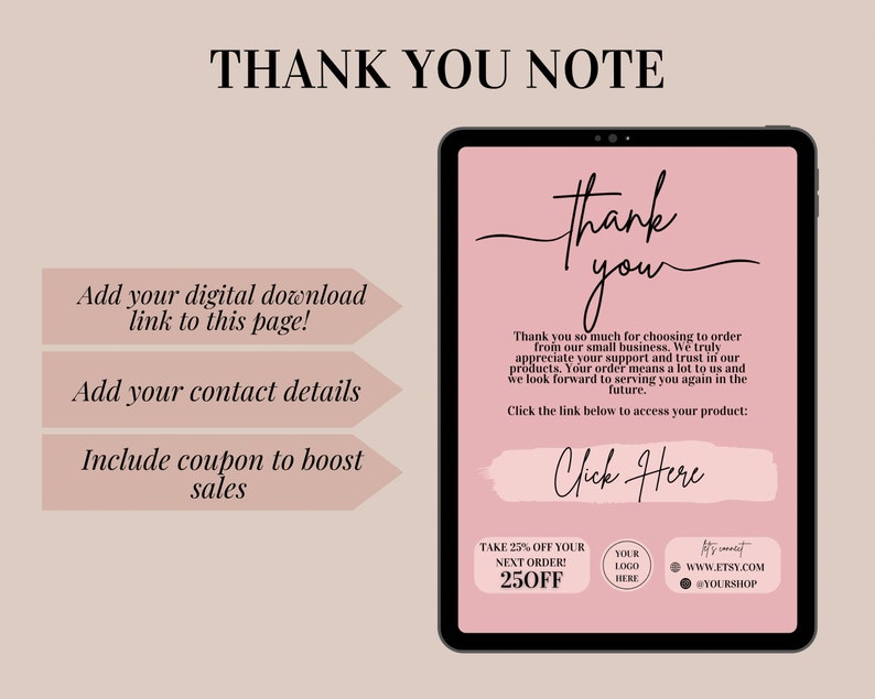 Etsy Digital Product Templates, Thank You Note for Digital Downloads ...