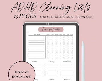 Lista de verificación de limpieza del TDAH Goodnotes / Lista de limpieza de Goodnotes / Consejos de limpieza del TDAH / cronograma de limpieza del TDAH / Goodnotes de limpieza del dormitorio del TDAH