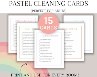 ADHD Tidy Cards | Organizing Room Cards | Cleaning Checklists for home | Housekeeping Printable Lists | Decluttering Cleaning for ADHD
