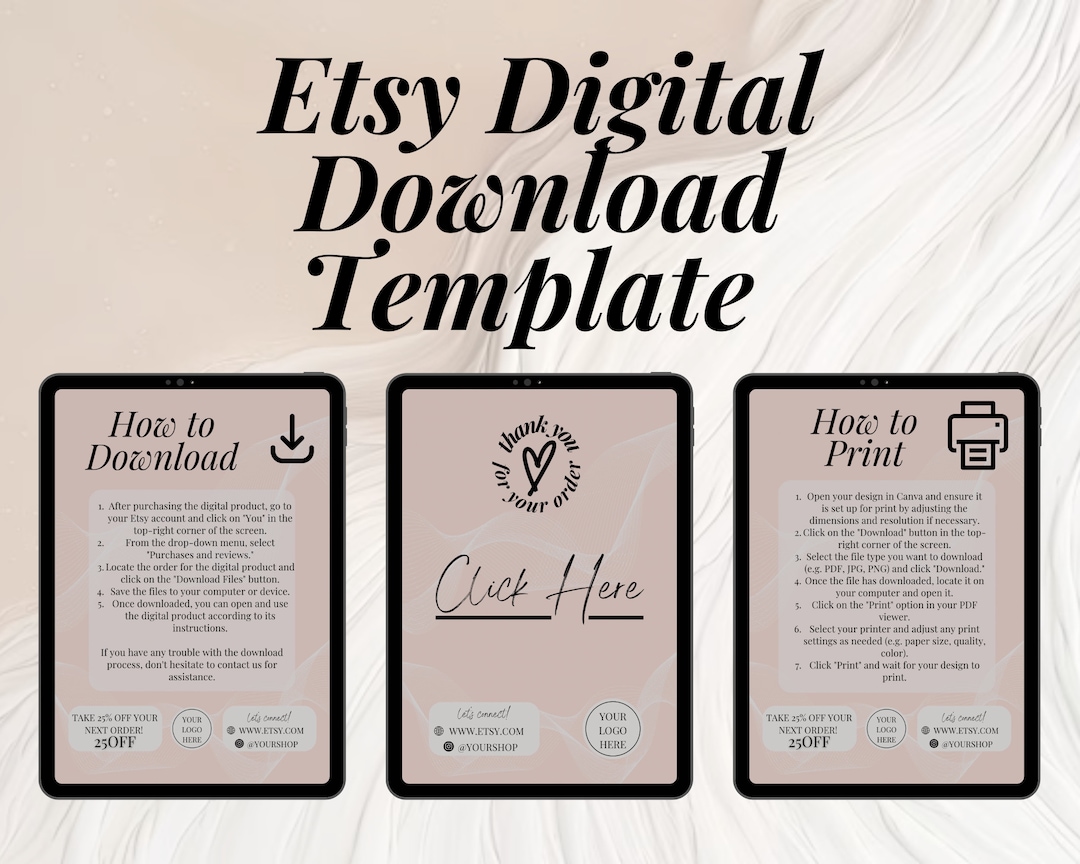 Etsy Digital Product Templates, Thank You Note for Digital Downloads ...