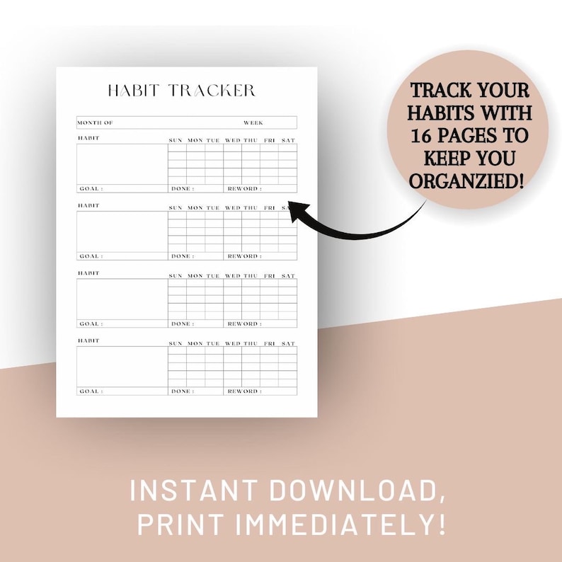 ADHD Habit Building Tracker Daily Routine Goal Setting Productivity ...