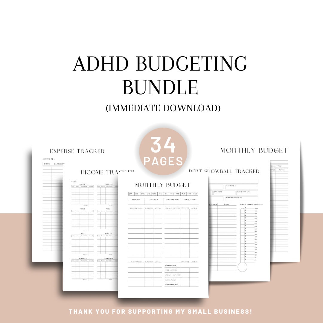 ADHD Budget Planner ADHD Expense Tracker Debt Snowball Template ADHD Budget Planner ADHD Expense Tracker Debt Snowball Template