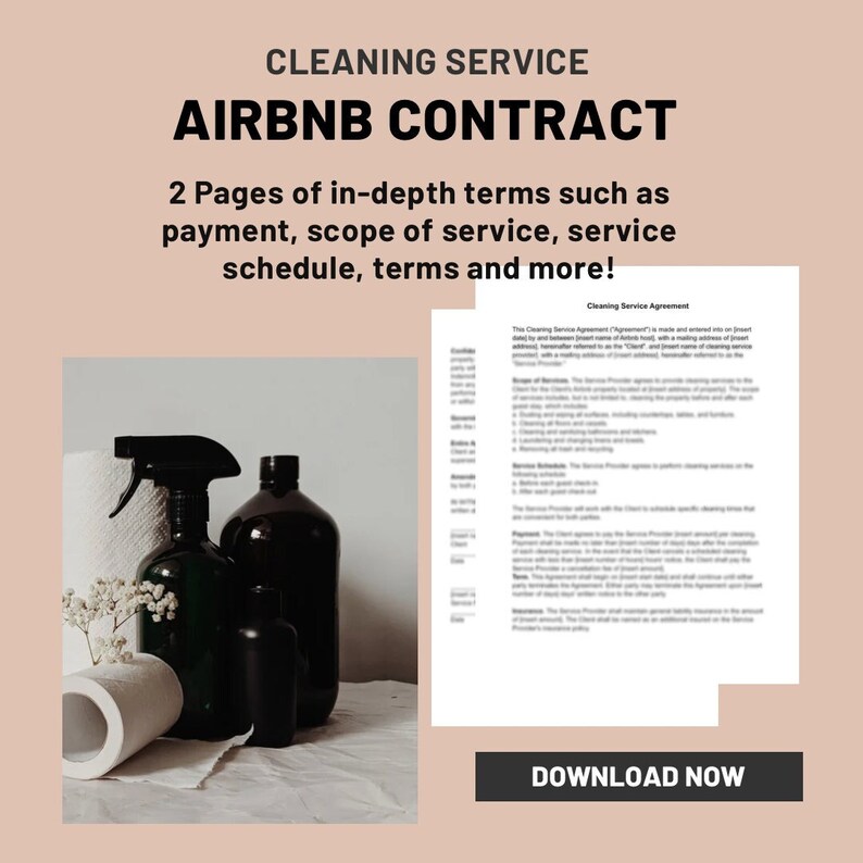 Airbnb Cleaning Contract for Hosts and Business Cleaning Service