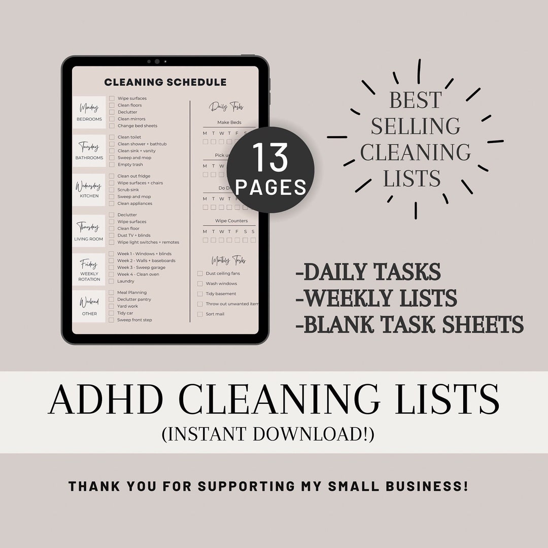 ADHD Cleaning Checklist Goodnotes Goodnotes Cleaning List ADHD Cleaning