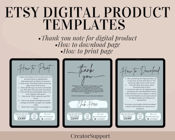 Etsy Digital Product Templates