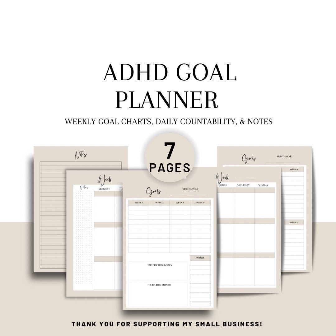 ADHD Goal Planner ADHD Goals Template ADHD Weekly Goals Pdf Adhd Goal