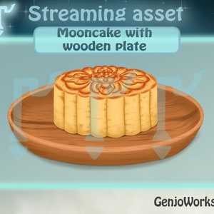 Mooncake with Wooden Plate | Streaming and VTuber Asset | Digital Download