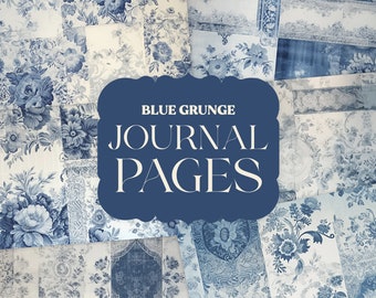 Victorian Blue Ornamental Junk Journal Pages | Grunge Digital Papers | Ephemera Pack | Scrapbooking Junk Journaling | Printable Download