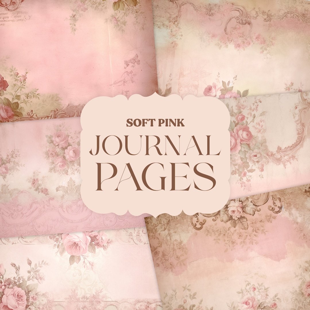 Victorian Soft Pink Grunge Junk Journal Pages Digital Papers Ephemera ...