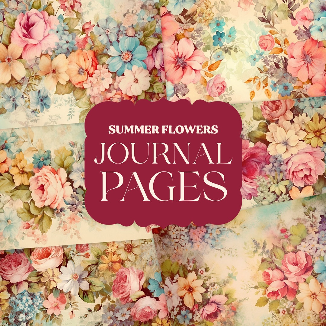 Vintage Summer Flowers Junk Journal Pages Digital Papers Etsy