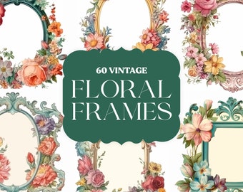 60 Fussy Cut Victorian Floral Frames | Flower Vintage Ephemera Junk Journal | Scrapbook Supplies | Scrapbooking Junk Journaling