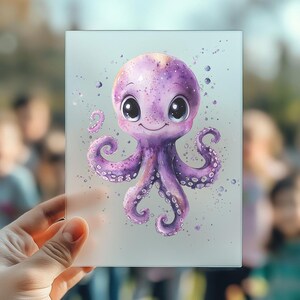 Hochwertiges Bügelbild "Oktopus" Krake Meerestier – Umweltfreundliche Textilveredelung mit detailreichem Design