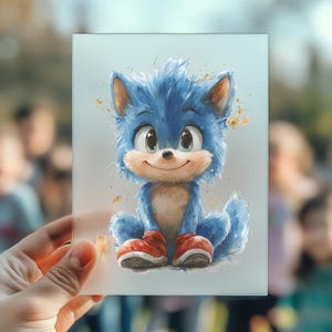 Blauer Turboigel Bügelbild – Fan Art inspiriert von Sonic the Hedgehog – DIY Aufbügler für Kinderkleidung & Gamer-Geschenke