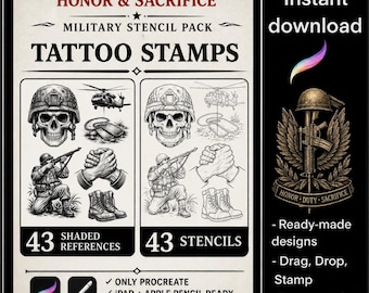 Honor & Sacrifice – Military Procreate Tattoo Stamp Pack
