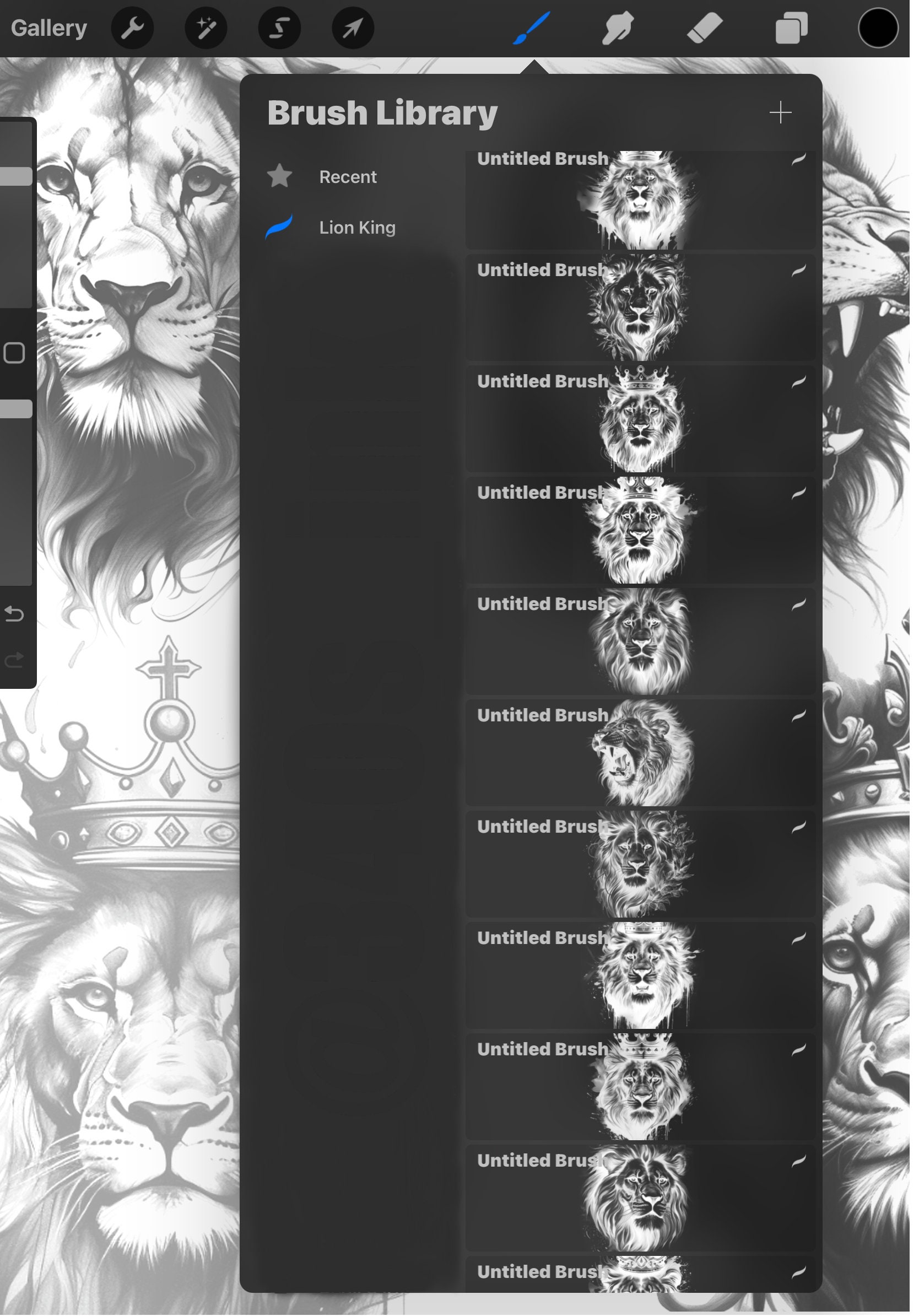 Detailed Lion Procreate Stamps Realism Brushes Etsy