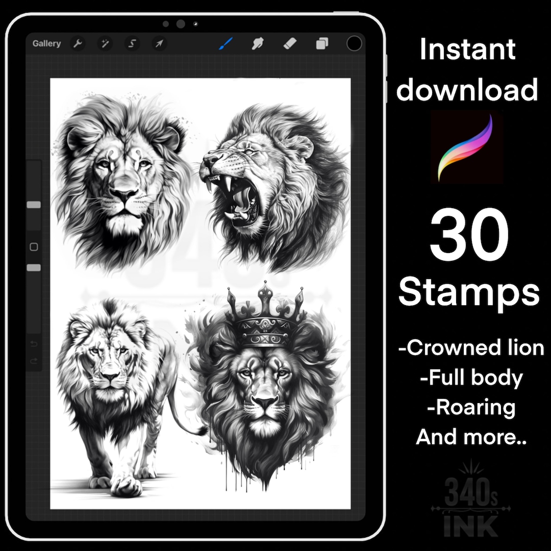 Detailed Lion Procreate Stamps Realism Brushes Etsy