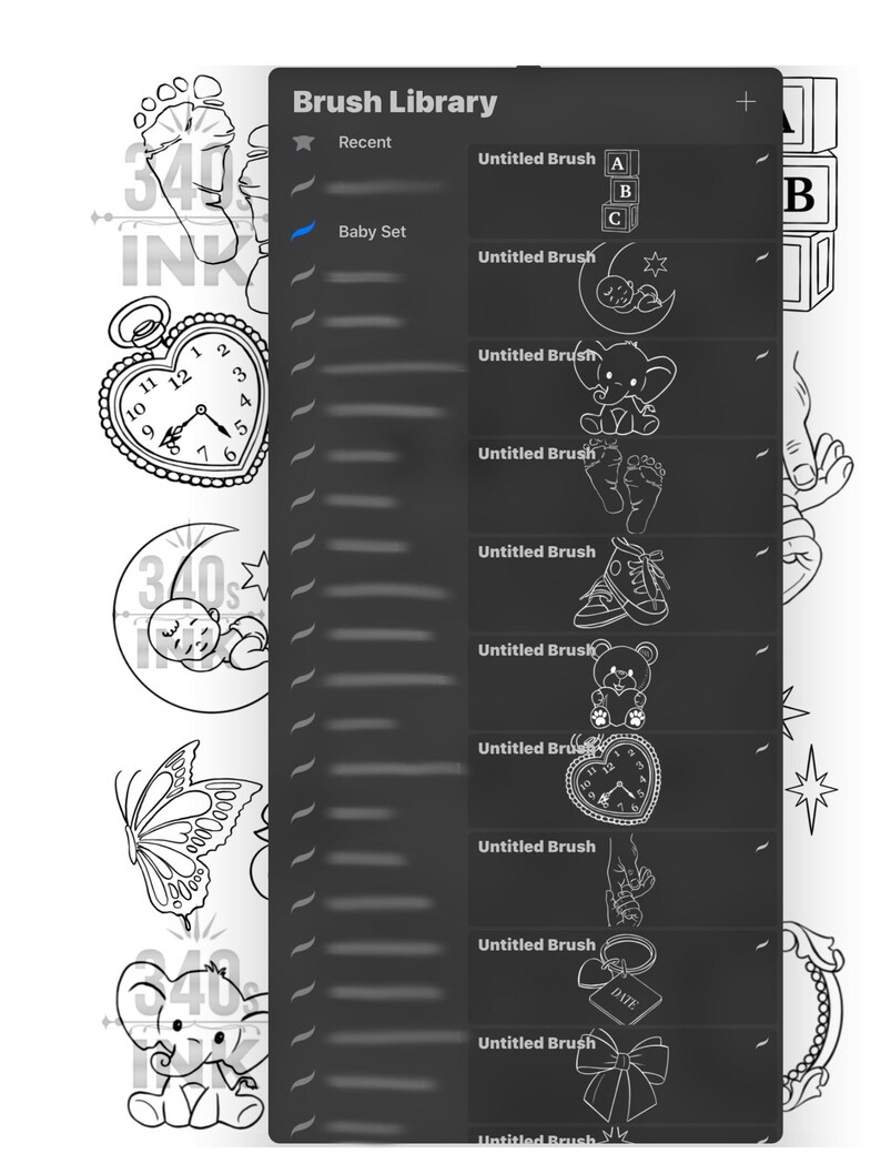 Baby Procreate Brush Set, Procreate Stamps, Digital Download, Crown, Etsy