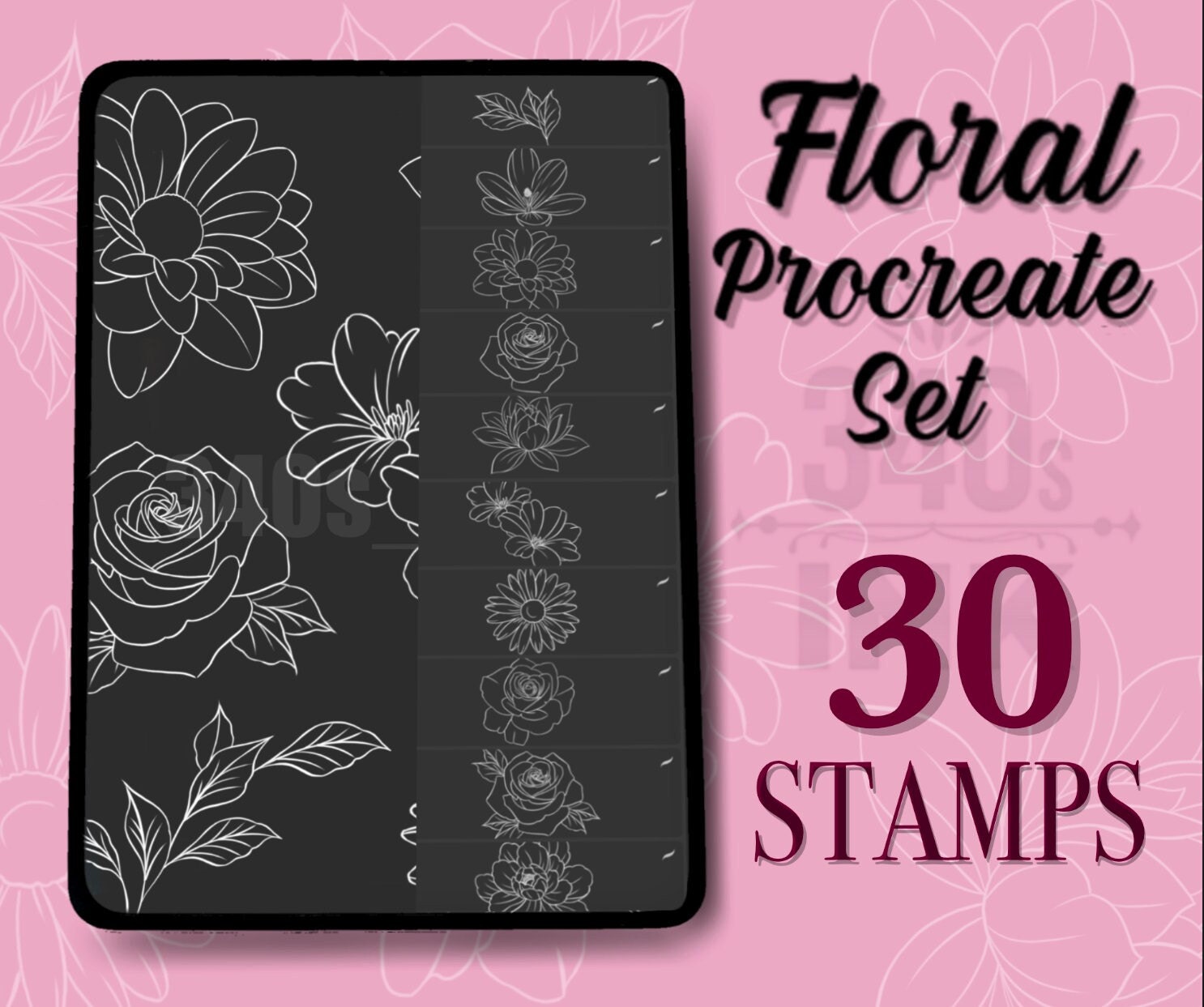 Floral Procreate Brush Set, Tattoo Stencils, Flowers - Etsy