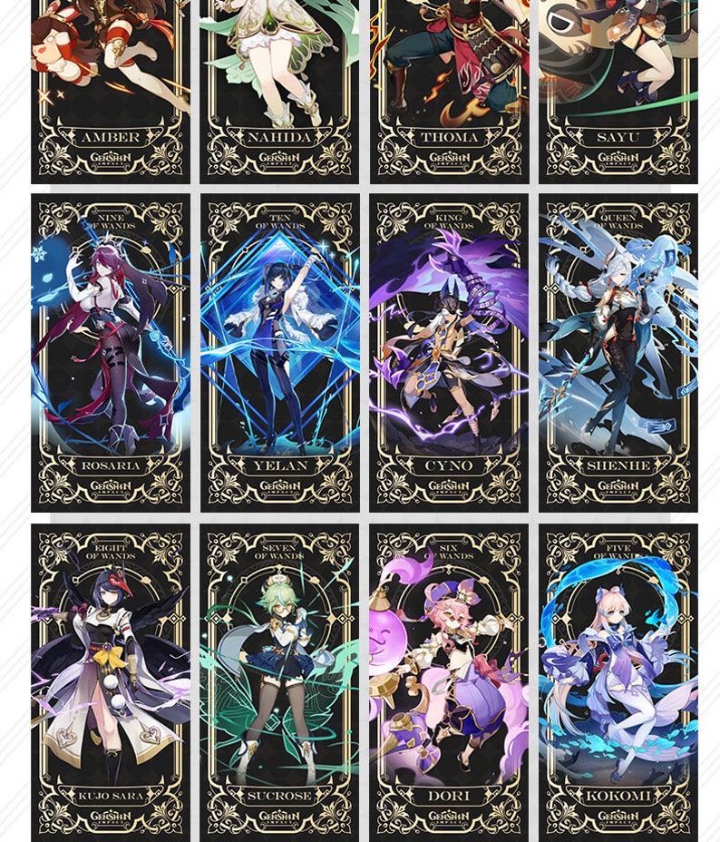 Genshin Impact Tarot Cards 56 Cards Set Etsy