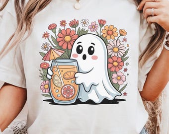 Funny Ghost Summer Halloween png shirt, Girly Halloween Shirt Png, Trendy Spooky Season Png, Retro Floral Ghost Png, Cute Ghost Png shirt