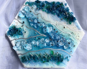 Geode Inspired Resin Wall Art - Beach House Decor