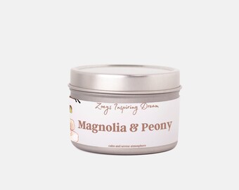 Magnolia Candle Tin, Soy Candle Tin, Magnolia and Peony Candle, 4 oz Candle Tin, Coconut Wax Candle