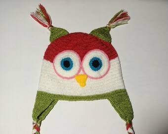 Special Gift Handmade Owl Beanie, Owl Hat for Young Men and Young Men, Crochet Knitted Owl Beanie for Children and Young People.