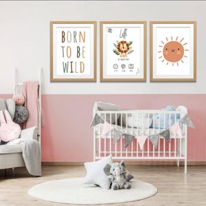 Geburtsposter "Lilli-Löwe"- Geburtstafel - Geburtsurkunde - Geschenk Geburt - Bild Kinderzimmer -personalisiert – Mädchen & Jungen