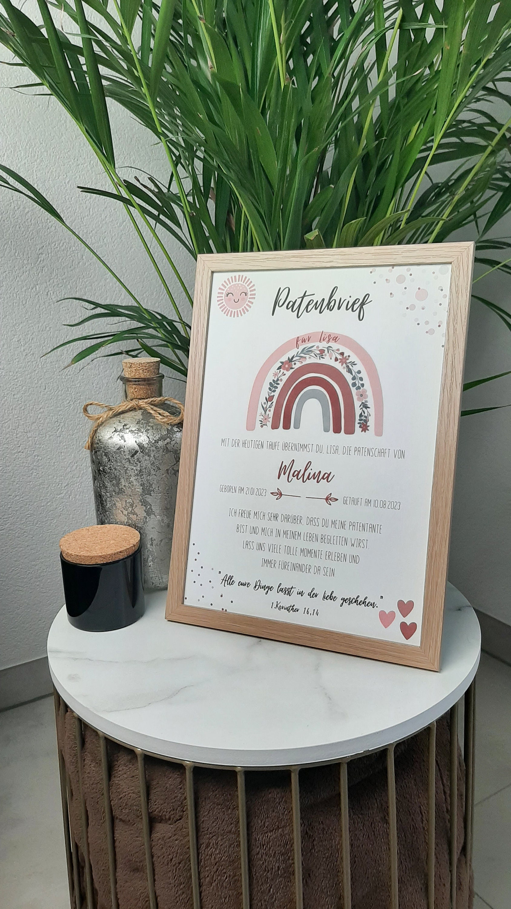 Godparent letter baptism rainbow malina gift baptism godchild