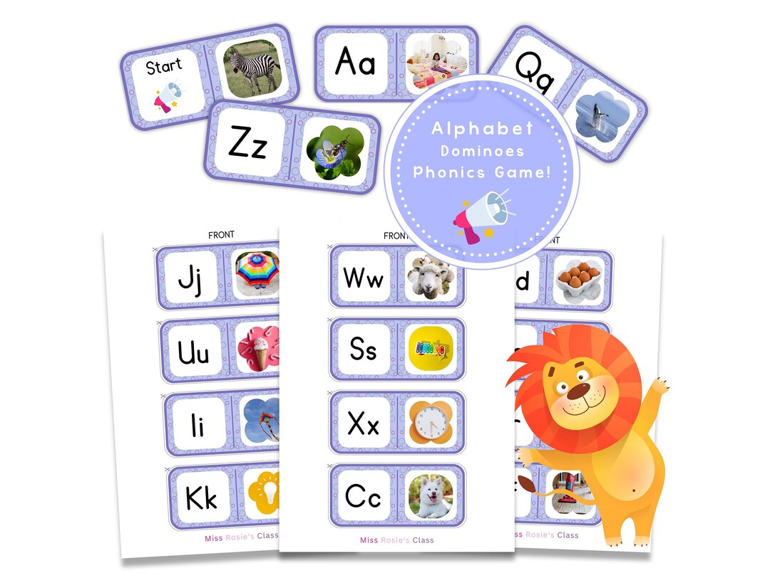 Picture Alphabet Dominoes Phonics Game. Learning Letters - Etsy