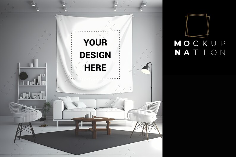 Tapestry Mockup White Blank Tapestry Bohimean Living room PSD Zip Tapestry mockup white blank tapestry bohimean living room psd zip