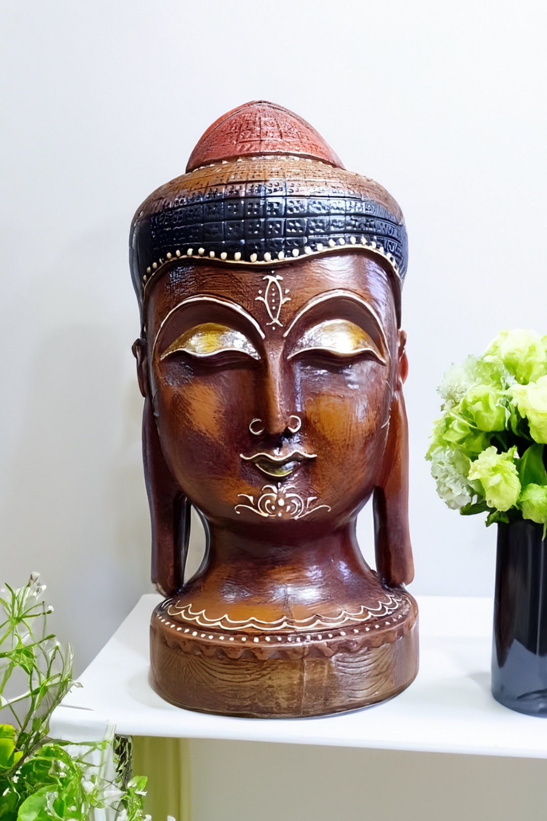 Handcrafted Wooden Lord Buddha Statue, Home Decor, Indian Art, Gift for