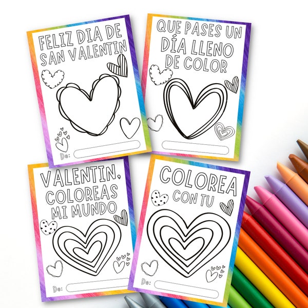 Spanish Crayon Printable Valentine's Cards- Instant Download - Dual Language - DLI - Bilingual - Kids - Classroom - PDF - PNG - Jpg